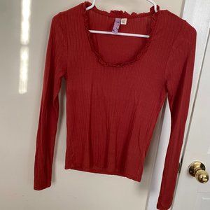 XXS Francesca's Burnt Orange Long Sleeve Shirt